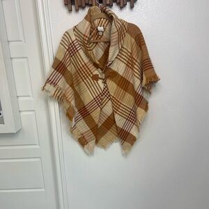 Sonoma Plaid Poncho in Brown and Tan